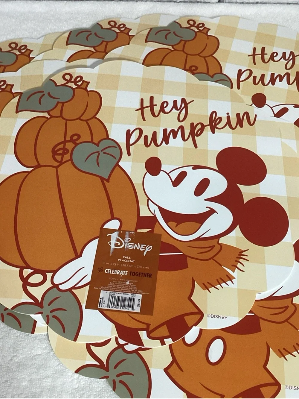Disney Mickey Mouse Hey Pumpkin Celebrate Together Set of 6 Fall Placemats NEW